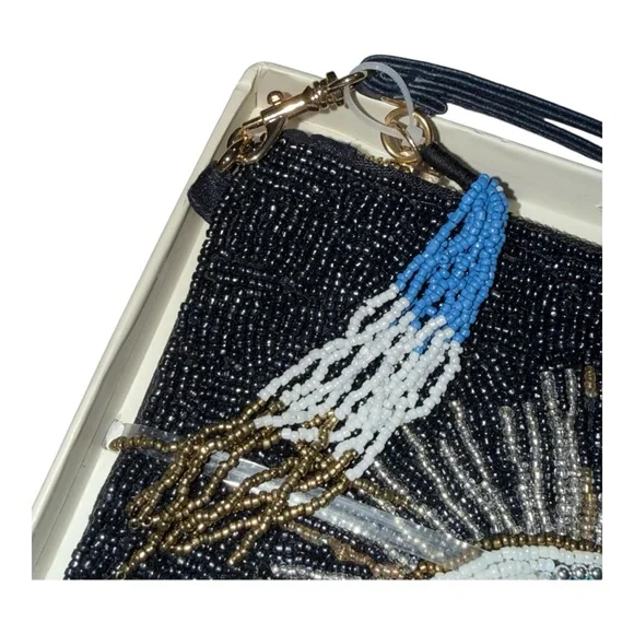 Sincerly Jules Navy Beaded Clutch - Picture 2 of 6